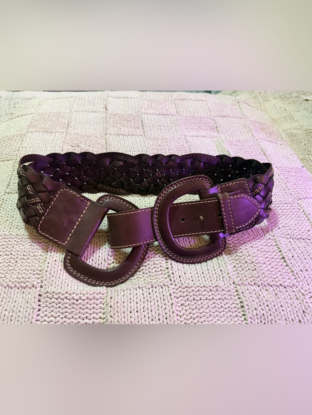 Linea Pelle Brown Leather Braided Buckle Belt